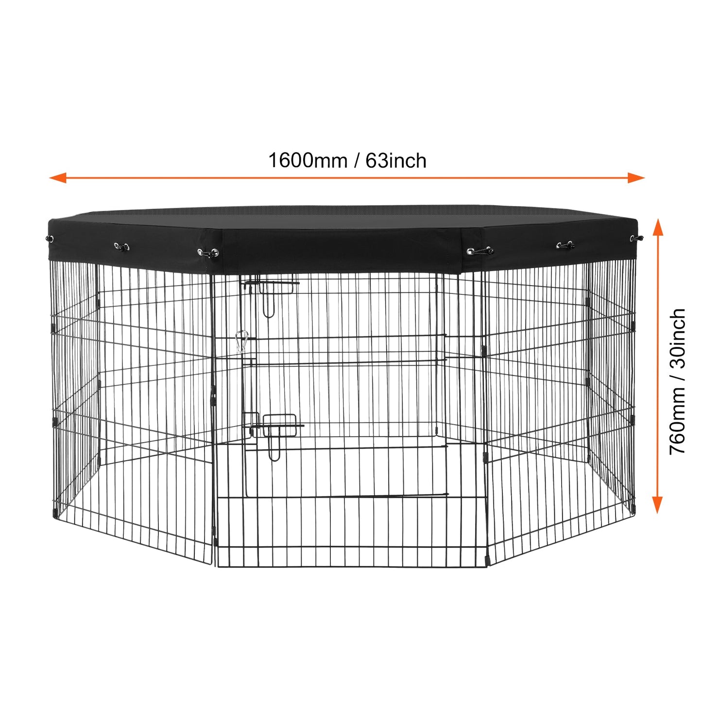 Dog Playpen, 8 Pcs 30H x 24W Panels Foldable Metal Pet Exercise Pen, Dog Fence Indoor and Outdoor Pen with Door, 600D Oxford Fabric Top Cover, Pet Playpen for Dogs, Cats, Other Small Animals