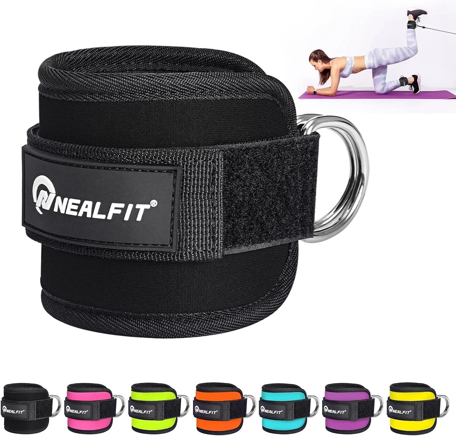 Ankle Strap for Cable Machine, Gym Ankle Cuff for Kickbacks, Leg Extensions, Glu
