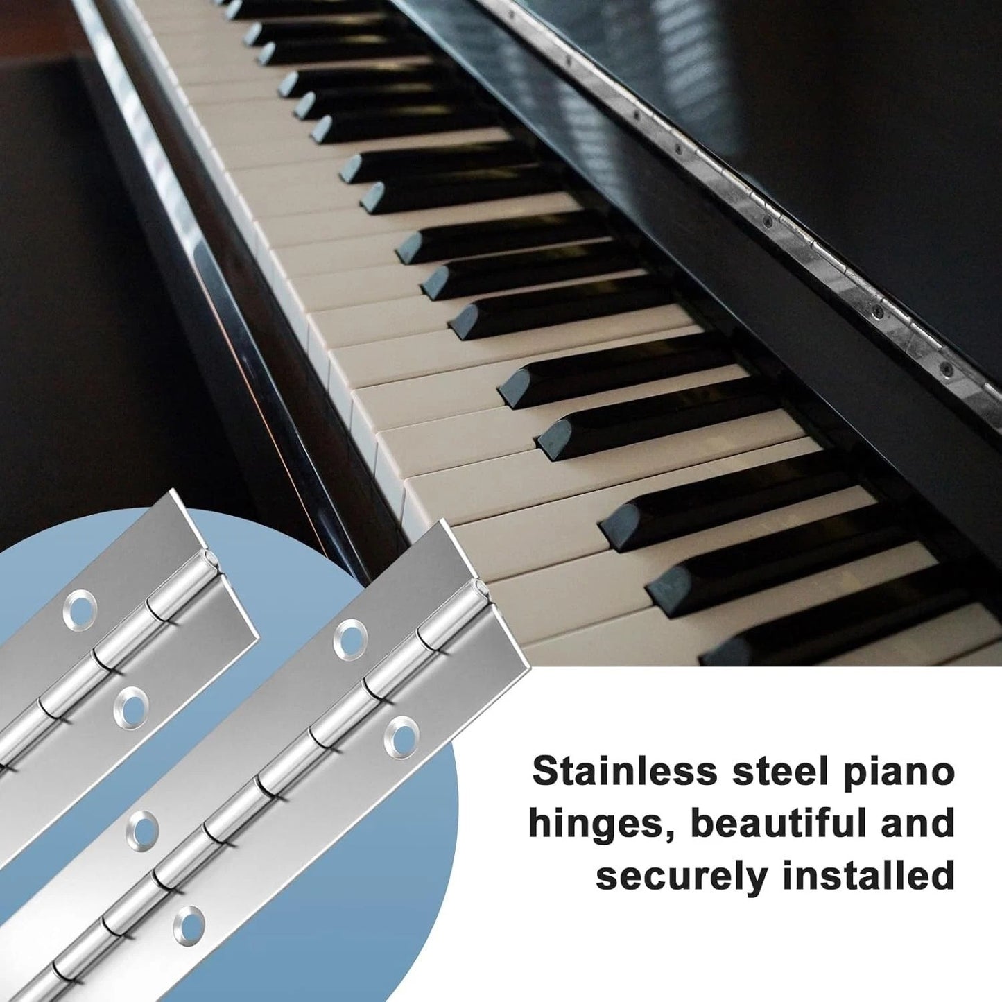 2Pcs Piano Hinge 12 Inch Stainless Steel Hinges with Holes and 24 Pieces