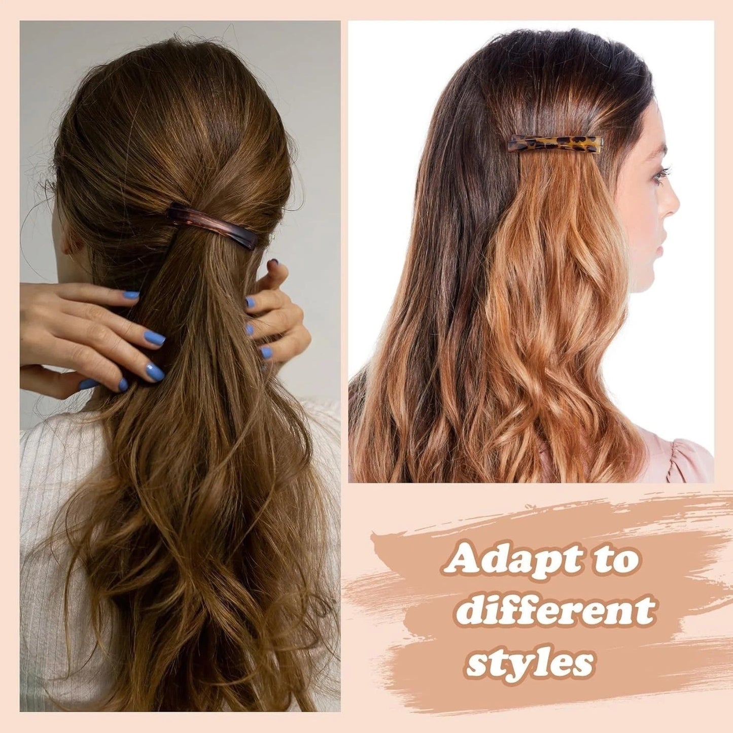 4PCS French Barrette Hair Clips for Women, 2.56 Inch Small Tortoise Shell Hair C