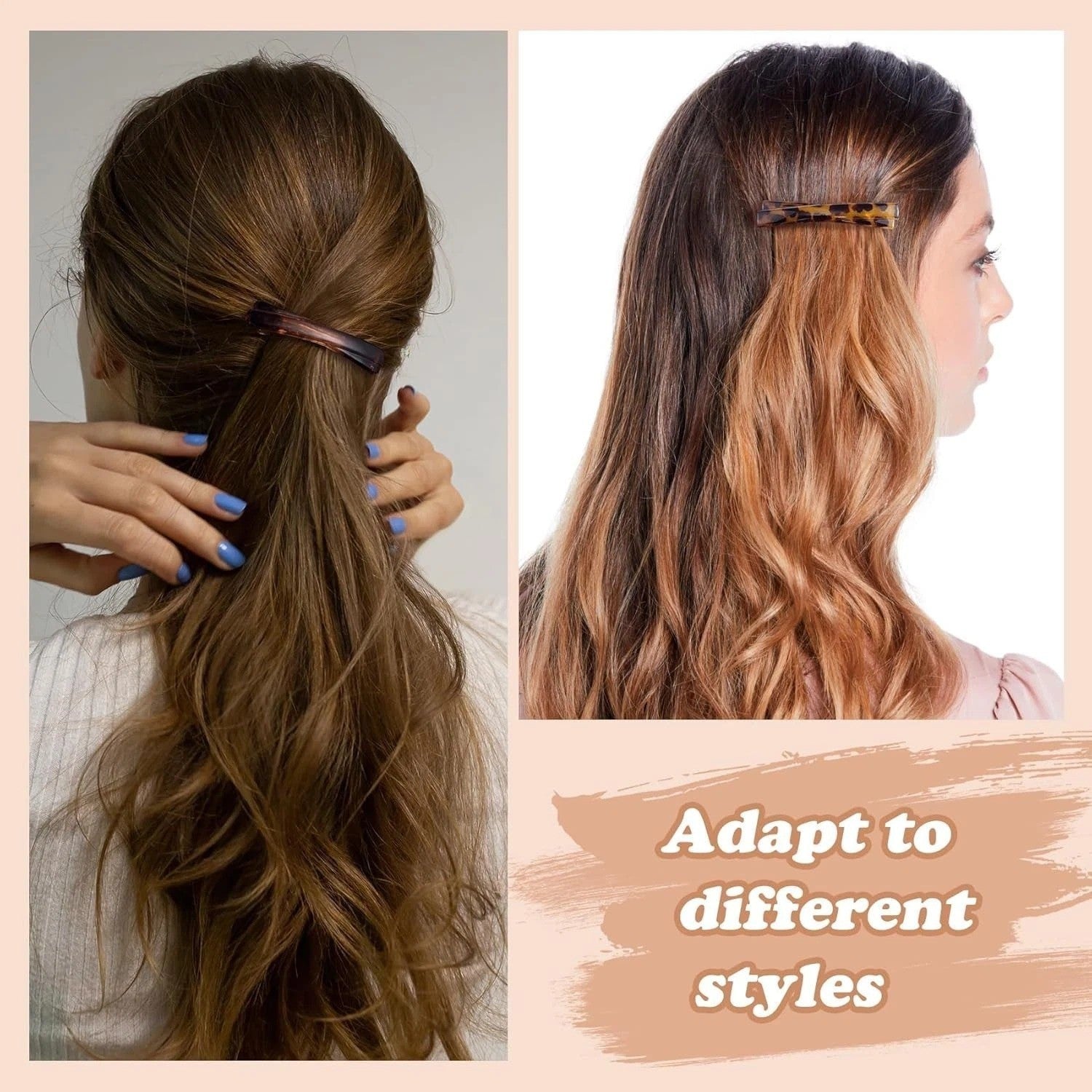 4PCS French Barrette Hair Clips for Women, 2.56 Inch Small Tortoise Shell Hair C
