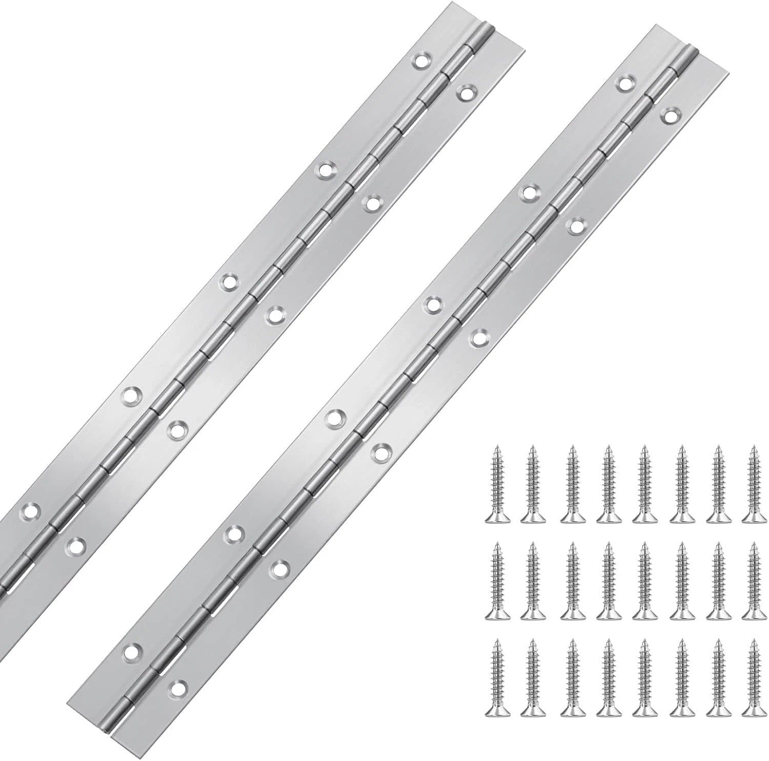 2Pcs Piano Hinge 12 Inch Stainless Steel Hinges with Holes and 24 Pieces