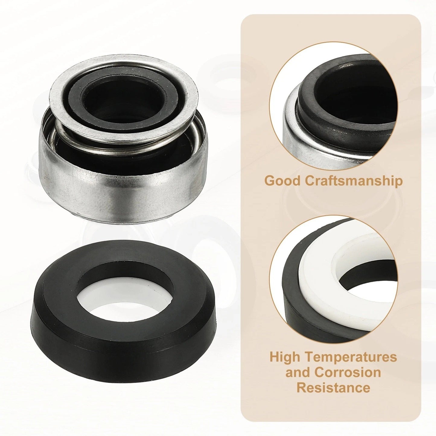 Mechanical Seal Kit, 2Pcs 12mm / 0.5 Inch Gas Water Pump Replacements