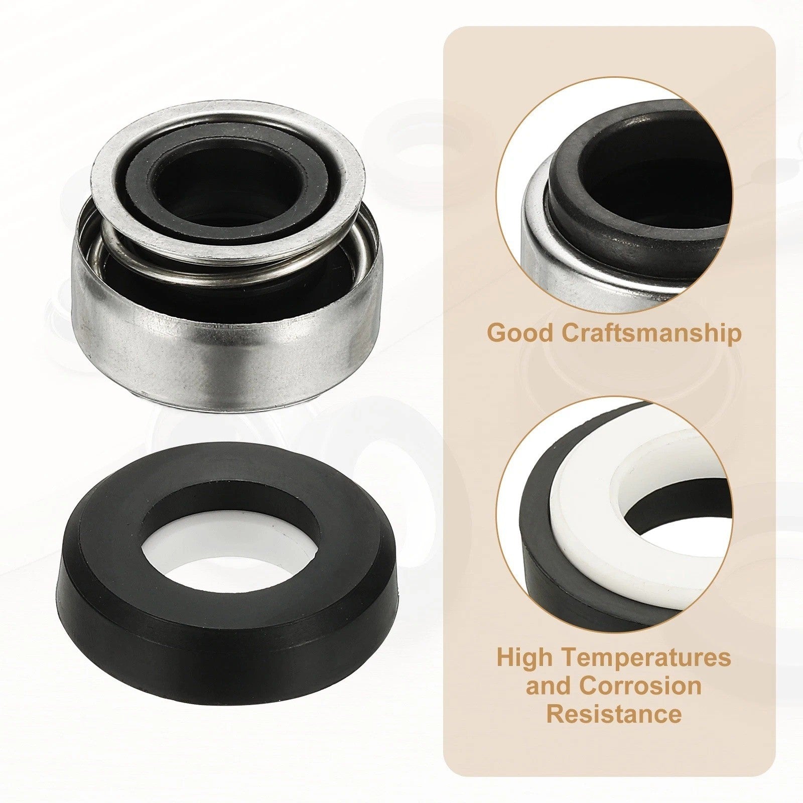 Mechanical Seal Kit, 2Pcs 12mm / 0.5 Inch Gas Water Pump Replacements