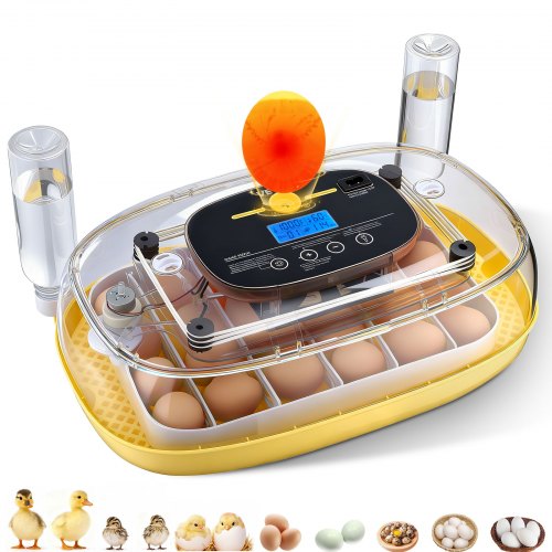 24 Egg Incubator, Automatic Egg Turner with LED Candler, Temperature & Humidity Control, 360?? View Clear Window, Auto Water Refill, Poultry Eggs Incubators for Hatching Chicks Ducks Goose Quail