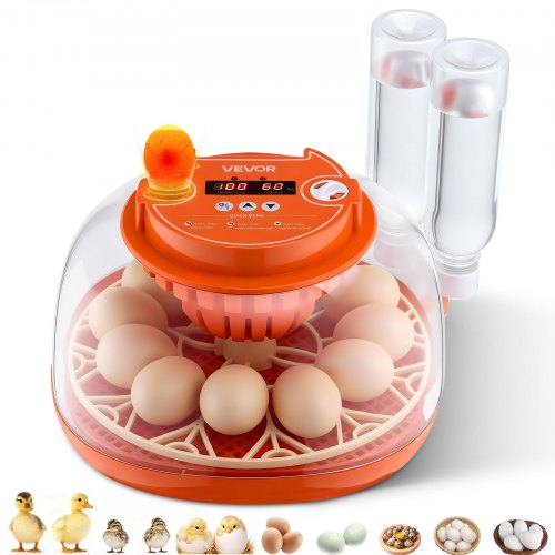12 Egg Incubator, Automatic Egg Turner with LED Candler, Temperature & Humidity Control, 360¡ã View Clear Window, Poultry Eggs Incubator for Home Farm, Hatching Chicks Ducks Goose Quail