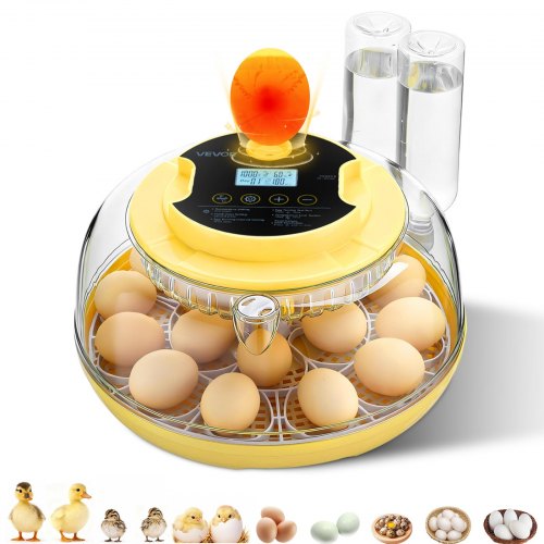 18 Egg Incubator, Automatic Egg Turner with LED Candler, Temperature & Humidity Control, 360¡ã View Clear Window, Auto Water Refill, Poultry Eggs Incubators for Hatching Chicks Ducks Goose Quail